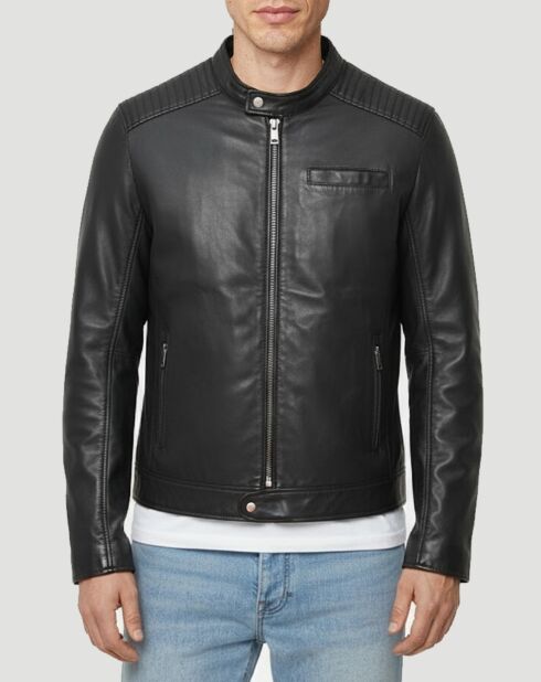 Schwarze Zachary Lederjacke