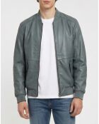 Grijze leren jas Theo