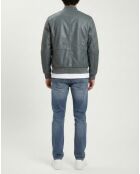 Grijze leren jas Theo