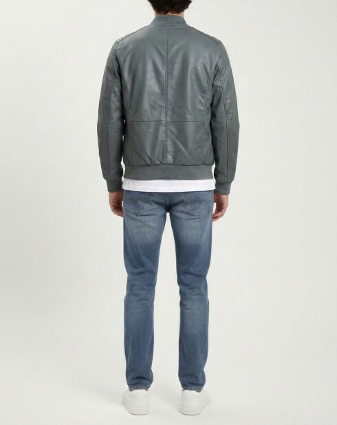 Grijze leren jas Theo