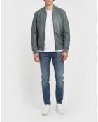 Grijze leren jas Theo