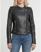 Giacca in pelle nera Chaya