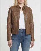 Cognacfarbene Lederjacke Isia