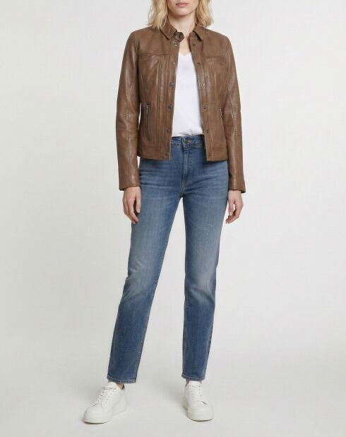 Cognacfarbene Lederjacke Isia