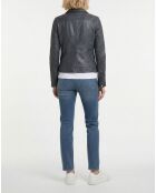 Marineblauwe leren jas Isia