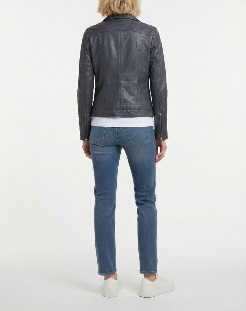 Marineblauwe leren jas Isia