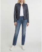 Marineblauwe leren jas Isia