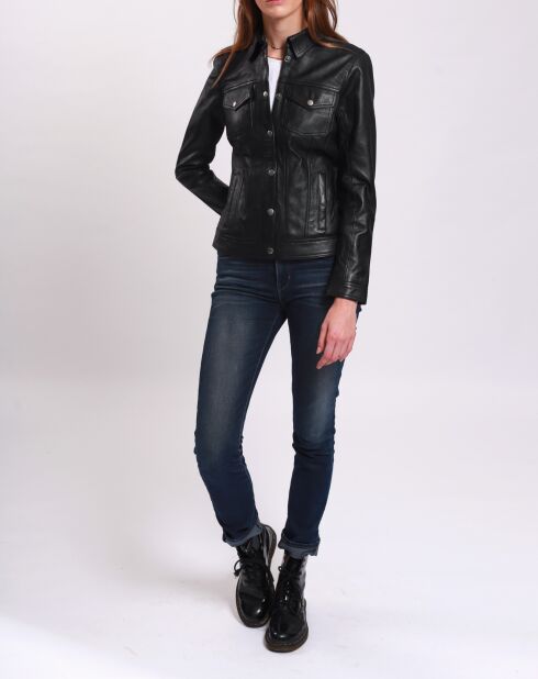 Chris zwarte leren jas