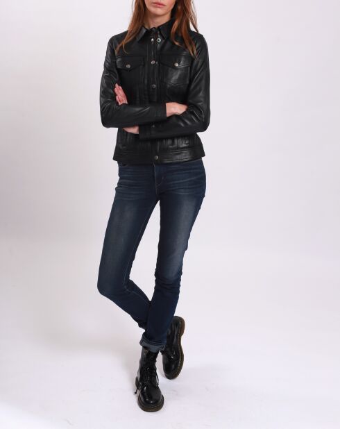 Chris zwarte leren jas