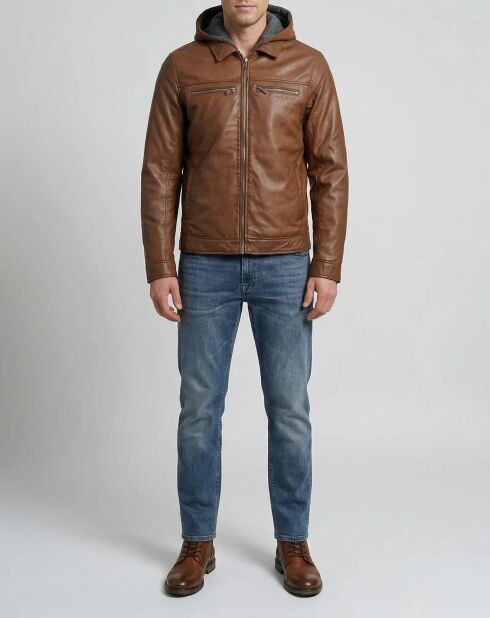 Cognacfarbene Lederjacke Conall
