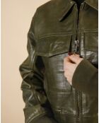 Inaya grüne Oversize-Lederjacke