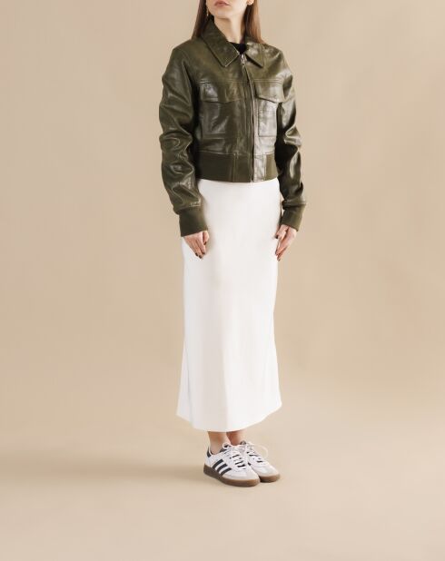 Inaya grüne Oversize-Lederjacke