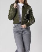 Inaya grüne Oversize-Lederjacke