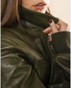 Inaya grüne Oversize-Lederjacke