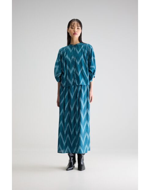 Blusa estampada azul tinta