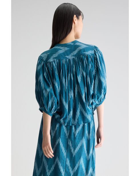 Blusa estampada azul tinta