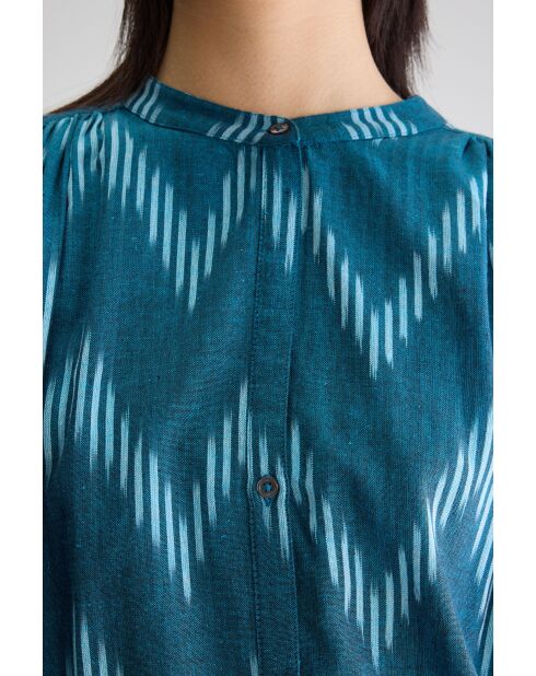 Blusa estampada azul tinta