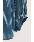 Blusa estampada azul tinta