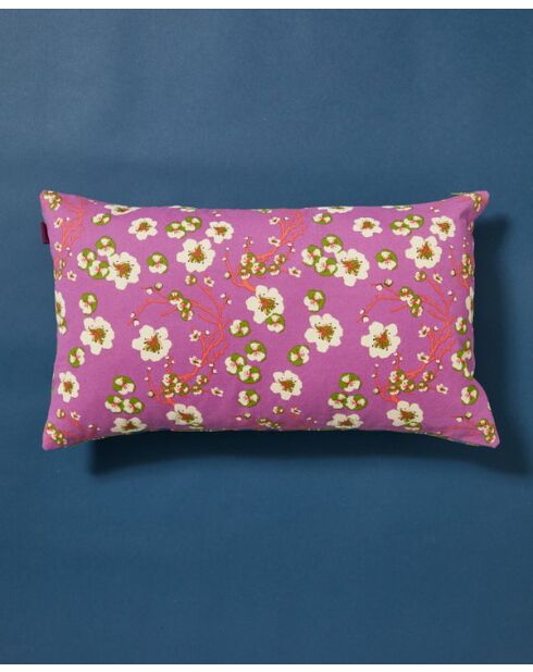 Margate Leinenkissen mit Blumenhalsausschnitt, 50 x 30 cm, Grün/Violett