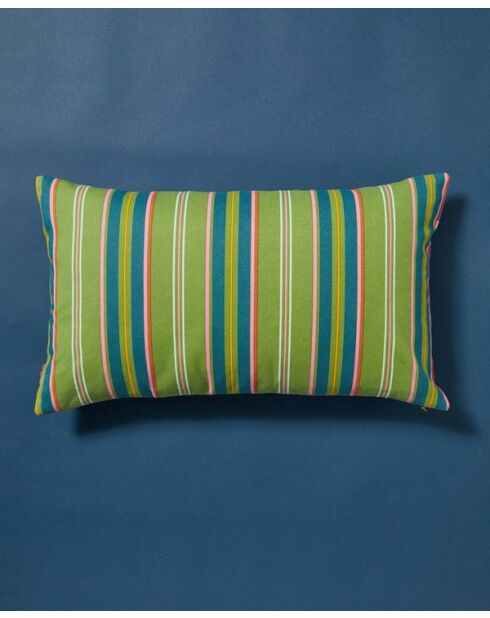 Margate Leinenkissen mit Blumenhalsausschnitt, 50 x 30 cm, Grün/Violett