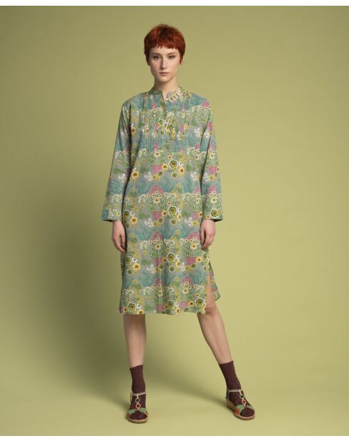 Suz groene jurk met cambric