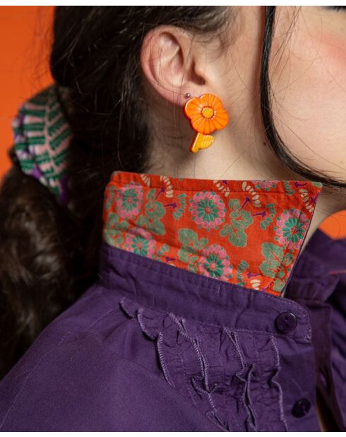 Effen paars hemd met cambric