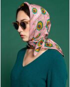 Carré en 100% Soie Peacock Calypso rose - 100x100 cm