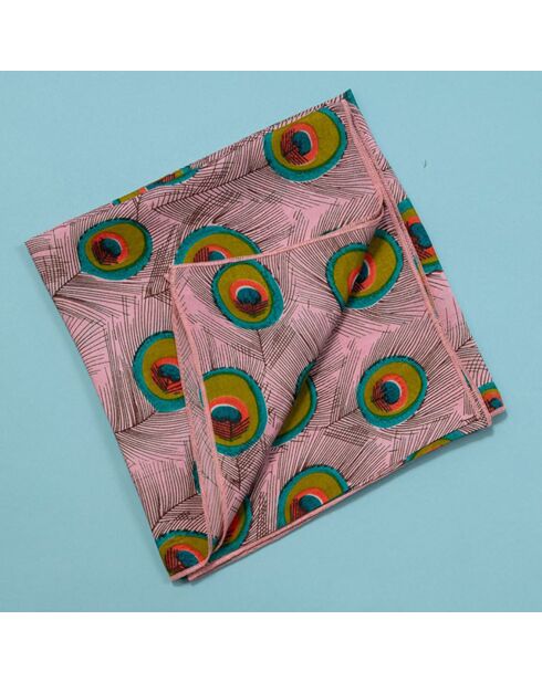 Carré en 100% Soie Peacock Calypso rose - 100x100 cm
