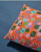 Cojín de lona con cuello azul y flor naranja, 50 x 30 cm