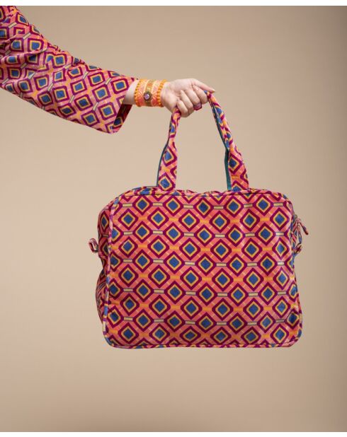 Sac weekend velours en coton Pop Corail Famara