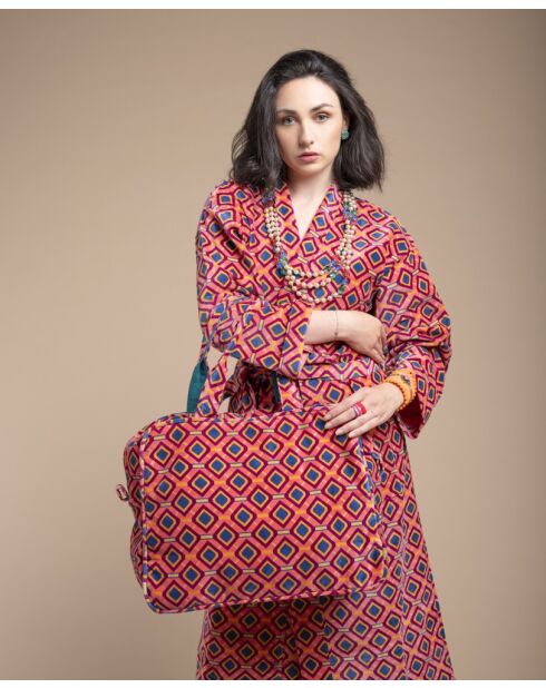 Sac weekend velours en coton Pop Corail Famara