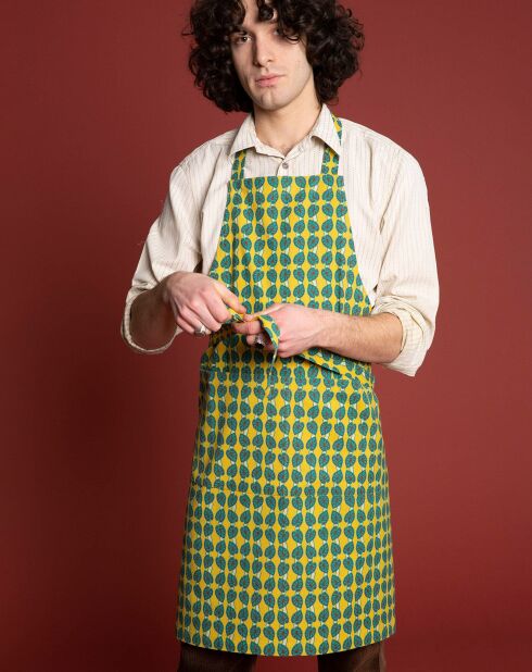 Kochschürze Ios aus Baumwolle in Gelb/Blau