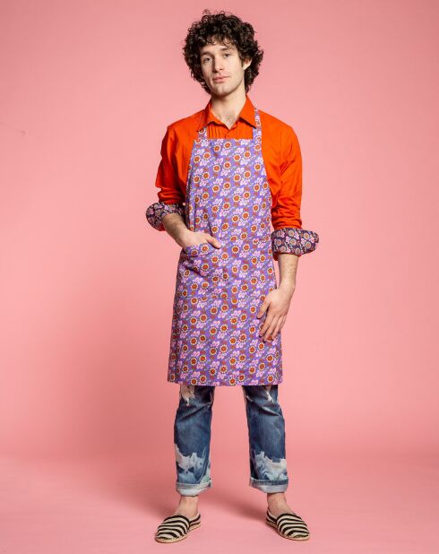 Kochschürze aus Bio-Baumwolle in Violett-Eiche