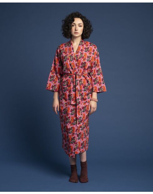 Cambric Robe Long roze oranje verdeeld