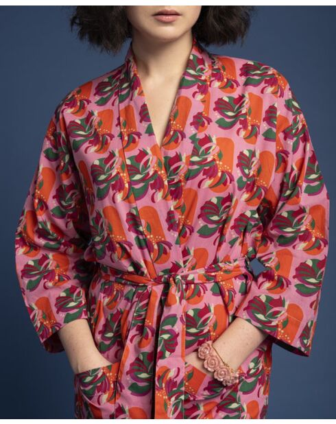 Cambric Robe Long roze oranje verdeeld