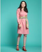 Roze jurk van effen katoen