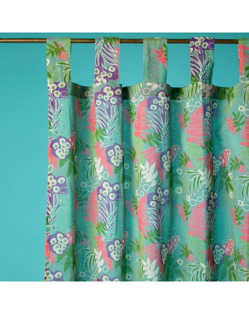 Vorhang aus Baumwoll-Voile, 260 x 110 cm, Farngrün/Rosa