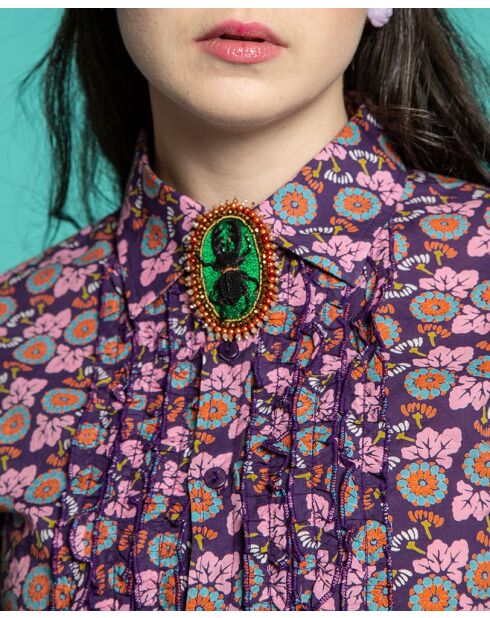 Paars eikenhouten hemd met cambric