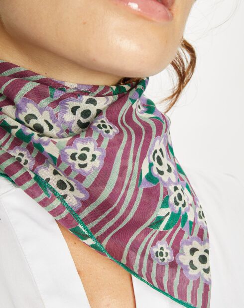 Carré en Voile de Coton Biba Flower violet - 50x50 cm