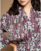 Peignoir long en Coton Biba Flower bordeaux
