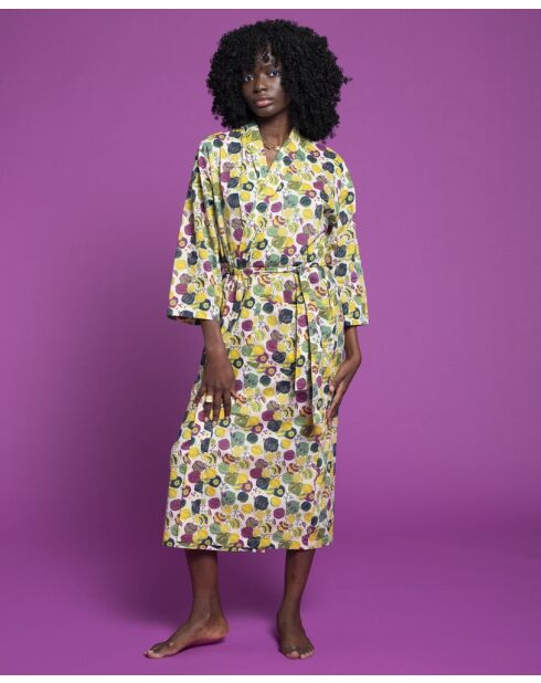 Peignoir en Cambric Long Sable Fleuri