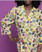 Peignoir en Cambric Long Sable Fleuri