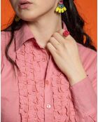 Roze hemd van effen katoen