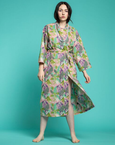 Peignoir Long imprimé rose