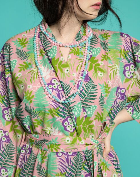 Peignoir Long imprimé rose