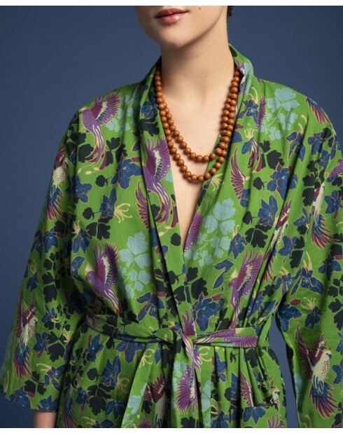 Peignoir en Cambric Long Ancolie Vert Vibrant
