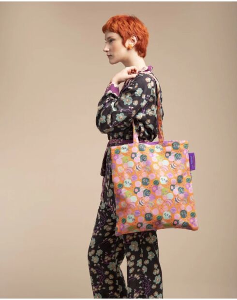 Borsa Orzo Bloom in cotone arancione