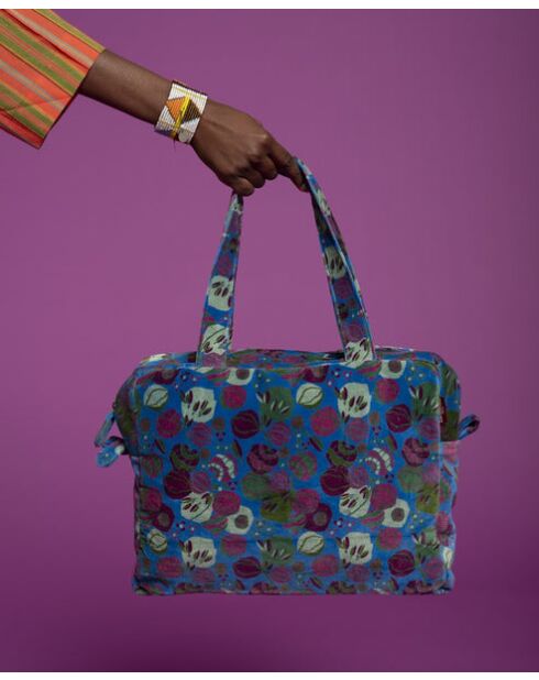 Bai Bleu Fleur katoenen handtas - 34x26x10 cm