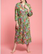 Peignoir long en Coton Fern vert/rose