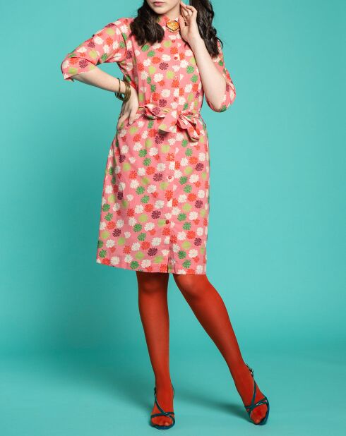 Bari Birmese koraalroze katoenen jurk